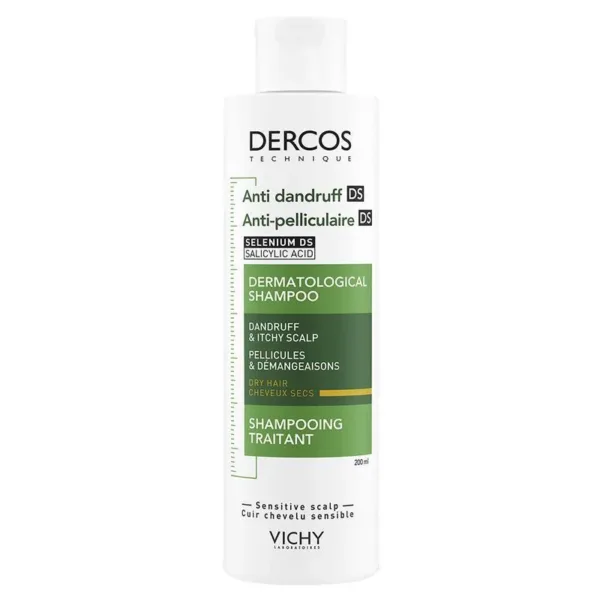 Vichy Dercos Shampoing Traitant Anti Pelliculaire Cheveux Secs 200ml