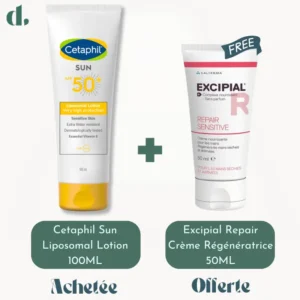 Cetaphil Sun Liposomal Lotion SPF50+ 100ml + Excipial Repair Crème Régénératrice 50ml Offerte