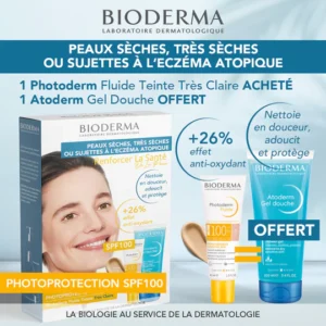 BIODERMA Coffret Photoderm MAX Fluide SPF100 Teinte Très Claire 40ml + Atoderm Gel Douche 100ml Offert