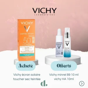 Vichy Capital Soleil Émulsion Toucher Sec Teintée SPF50+ : Parapharmacie Maroc