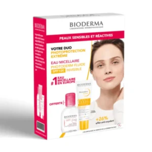 Coffret Bioderma Photoderm MAX Fluide SPF100 Teint Invisible 40ml + Sébium/Sensibio H2O 100ml