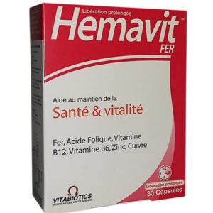 Vitabiotics – Hemavit Fer Santé et Vitalité – 30 capsules Parapharmacie Maroc