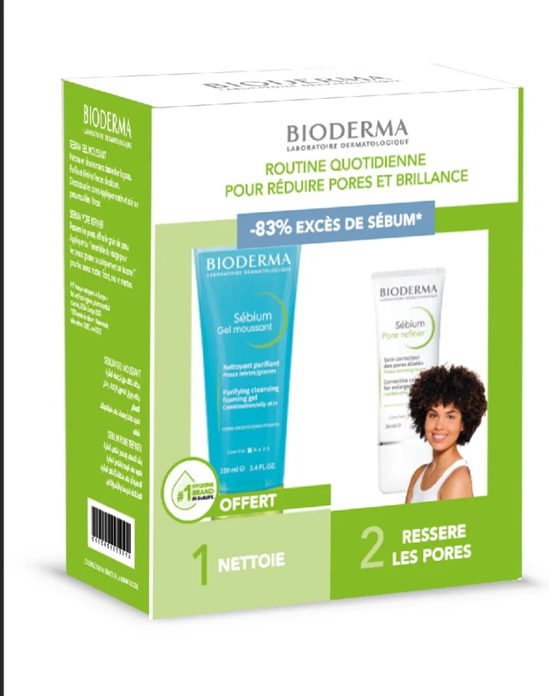 Bioderma Coffret Sébium Pore Refiner 30ml + Sébium Gel Moussant 100ml Offert